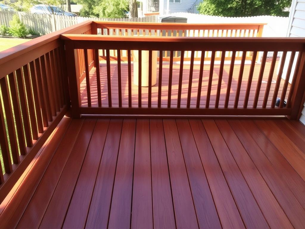 Weathered deck washed, sanded and re-stained — after
